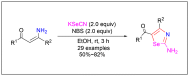 Graphical abstract: NBS-mediated C-selenocyanation/cyclization of enaminones with KSeCN: a mild and efficient synthesis of 2-aminoselenazoles