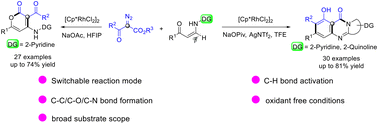 Graphical abstract: Rh(iii)-catalyzed cascade cyclization of enaminones with diazo compounds: switchable syntheses of 2-pyrones and pyrido-quinazolinones