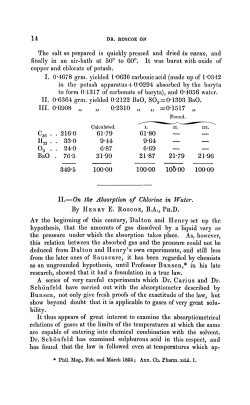 II.—On the absorption of chlorine in water