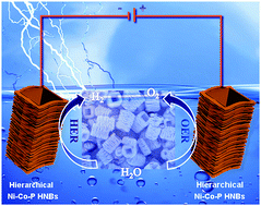 Graphical abstract: Construction of hierarchical Ni–Co–P hollow nanobricks with oriented nanosheets for efficient overall water splitting