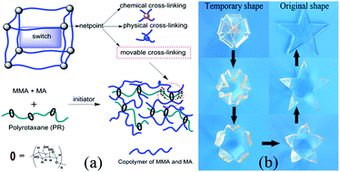 Graphical abstract: High-strain shape memory polymers with movable cross-links constructed by interlocked slide-ring structure
