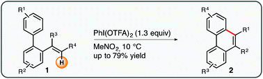 Graphical abstract: Iodine(iii)-mediated oxidative intramolecular arene–alkene coupling exemplified in the synthesis of phenanthrenes