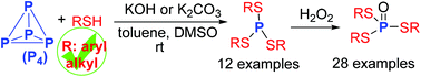 Graphical abstract: Direct synthesis of phosphorotrithioites and phosphorotrithioates from white phosphorus and thiols