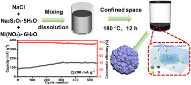 Graphical abstract: NiS2 nanoparticles by the NaCl-assisted less-liquid reaction system for the magnesium-ion battery cathode