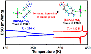 Graphical abstract: A high phase transition temperature organic–inorganic Sn(iv)-based metal halide designed by applying amino positional isomerism to the cation