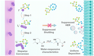 Graphical abstract: A water-responsive molecule realizes stable Ah-scale Zn–I2 pouch cells with high Zn utilization