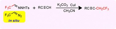 Graphical abstract: Trifluoroacetaldehyde N-tosylhydrazone as a reagent for trifluoroethylation of terminal alkynes