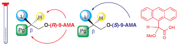 Graphical abstract: Challenging the absence of observable hydrogens in the assignment of absolute configurations by NMR: application to chiral primary alcohols
