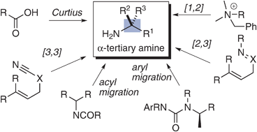 Graphical abstract: Quaternary centres bearing nitrogen (α-tertiary amines) as products of molecular rearrangements