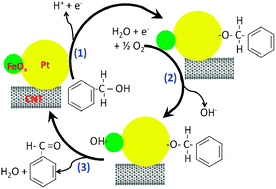 Graphical abstract: Promoted aerobic oxidation of benzyl alcohol on CNT supported platinum by iron oxide