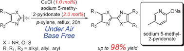 Graphical abstract: Efficient synthesis of biazoles by aerobic oxidative homocoupling of azoles catalyzed by a copper(i)/2-pyridonate catalytic system