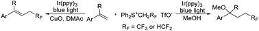 Graphical abstract: Tri- and di-fluoroethylation of alkenes by visible light photoredox catalysis