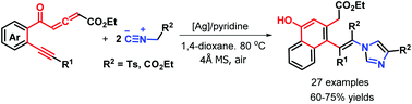 Graphical abstract: Stereoselective synthesis of fully substituted ethylenes via an Ag-catalyzed 1,6-nucleophilic addition/annulation cascade