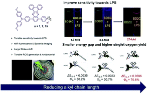 Graphical abstract: Fine tuning of pyridinium-functionalized dibenzo[a,c]phenazine near-infrared AIE fluorescent biosensors for the detection of lipopolysaccharide, bacterial imaging and photodynamic antibacterial therapy