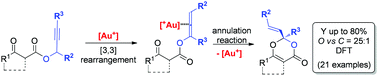 Graphical abstract: Site-selective synthesis of 1,3-dioxin-3-ones via a gold(i) catalyzed cascade reaction