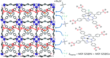 Graphical abstract: The role of the metal center on charge transport rate in MOF-525: cobalt and nickel porphyrin