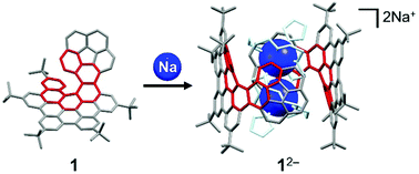 Graphical abstract: Stepwise reduction of a corannulene-based helical molecular nanographene with Na metal
