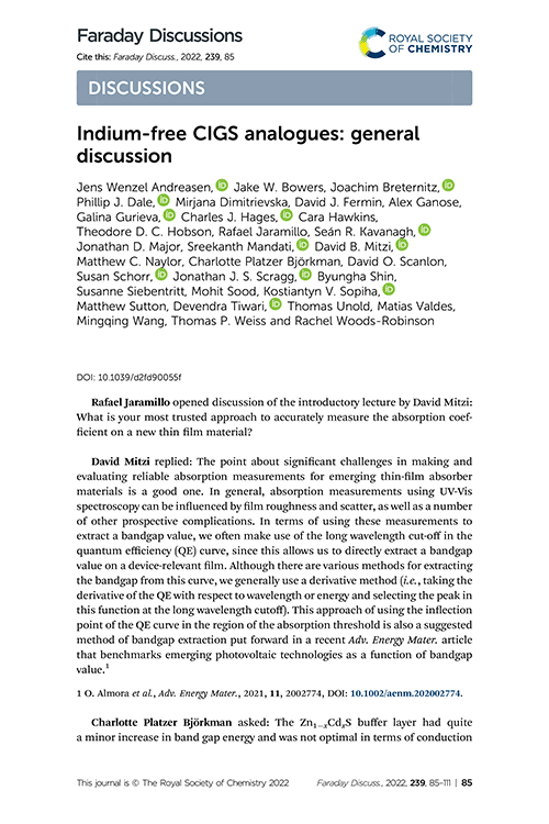 Indium-free CIGS analogues: general discussion