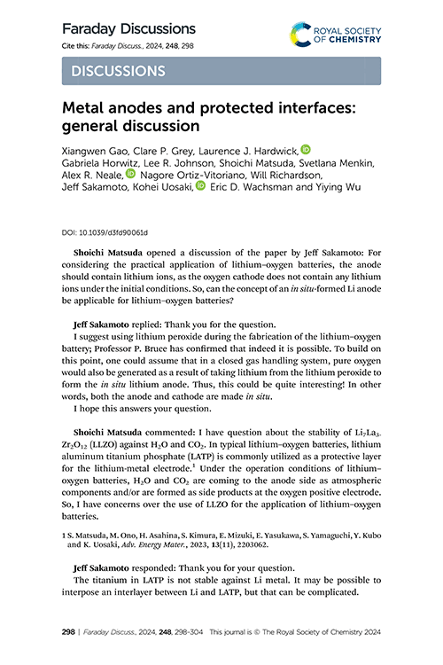 Metal anodes and protected interfaces: general discussion