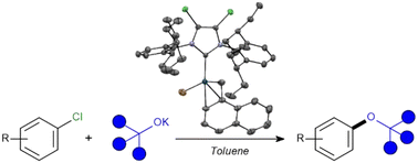 Graphical abstract: Mild cross-coupling of tertiary alkoxides with aryl chlorides enabled by a shelf-stable methylnaphthyl palladium NHC complex
