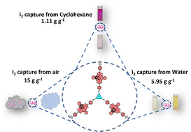 Graphical abstract: High-capacity iodine adsorption from diverse media using iron-based metal–organic copolymer networks synthesized via a microwave-assisted Buchwald–Hartwig cross-coupling reaction