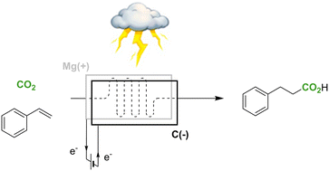 Graphical abstract: Electrochemical hydrocarboxylation of styrene with CO2 in continuous flow