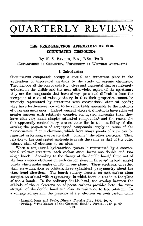 The free-electron approximation for conjugated compounds