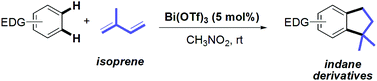 Graphical abstract: Bi(OTf)3-catalysed synthesis of substituted indanes by a double hydroarylation of unactivated 1,3-dienes