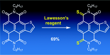 Graphical abstract: Selective thionation of naphtho[2,3-b]thiophene diimide: tuning of the optoelectronic properties and packing structure