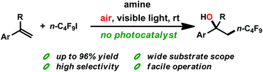 Graphical abstract: Photoinduced hydroxylperfluoroalkylation of styrenes