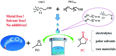 Graphical abstract: Choline chloride-based deep eutectic solvents for efficient cycloaddition of CO2 with propylene oxide