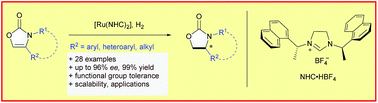 Graphical abstract: Enantioselective synthesis of 2-oxazolidinones by ruthenium(ii)–NHC-catalysed asymmetric hydrogenation of 2-oxazolones