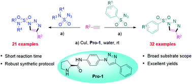 Graphical abstract: Cycloaddition of N-sulfonyl and N-sulfamoyl azides with alkynes in aqueous media for the selective synthesis of 1,2,3-triazoles