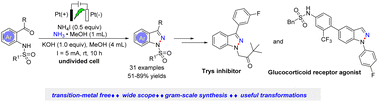 Graphical abstract: Electrochemical intramolecular N(sp2)–H/N(sp3)–H coupling for the synthesis of 1H-indazoles