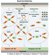 Graphical abstract: Electrolyte solution chemistry and interface dynamics for fast-charging sustainable anion shuttle batteries