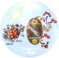 Graphical abstract: Silver nanostructure-loaded starch functionalized magnetite (Ag/s-Fe3O4) photocatalyst for H2O2 production: experimental and molecular dynamics studies