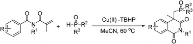 Graphical abstract: Copper-catalyzed cycloaddition between hydrogen phosphonates and activated alkenes: synthesis of phosphonoisoquinolinediones