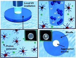 Graphical abstract: The effects of the photo-induced proton generation on the assembly formation of dual-temperature and pH responsive block copolymers