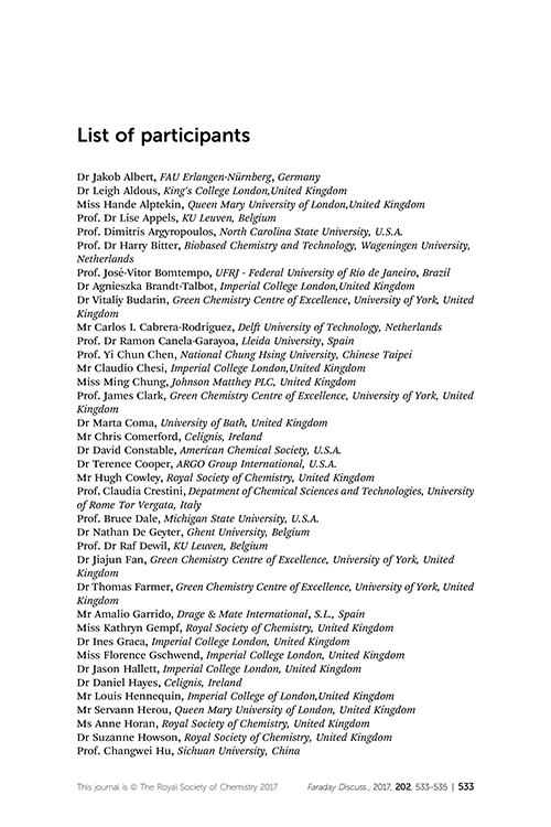 List of participants