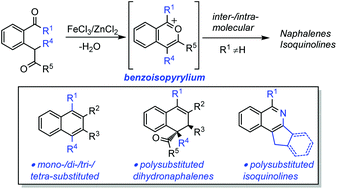 Graphical abstract: Iron/zinc-catalyzed benzannulation reactions of 2-(2-oxo-alkyl)benzketones leading to naphthalene and isoquinoline derivatives