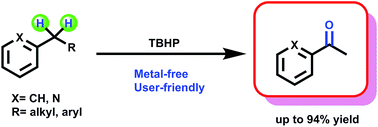 Graphical abstract: TBHP-promoted direct oxidation reaction of benzylic Csp3–H bonds to ketones