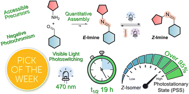 Graphical abstract: Photoswitchable imines: aryliminopyrazoles quantitatively convert to long-lived Z-isomers with visible light