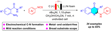 Graphical abstract: TBAI-mediated electrochemical oxidative synthesis of quinazolin-4(3H)-ones from 2-aminobenzamides and isothiocyanates