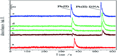 Graphical abstract: Determination of the binding sites and binding constants between Pb(ii) and DNA using capillary electrophoresis combined with electrothermal atomic absorption spectrometry