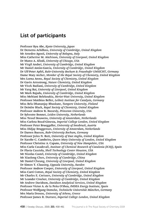 List of participants