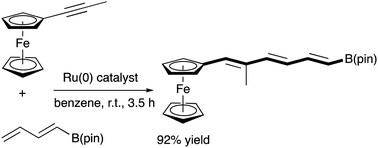 Graphical abstract: New strategy for synthesising conjugated hexatrienylferrocenes via cross-dimerisation