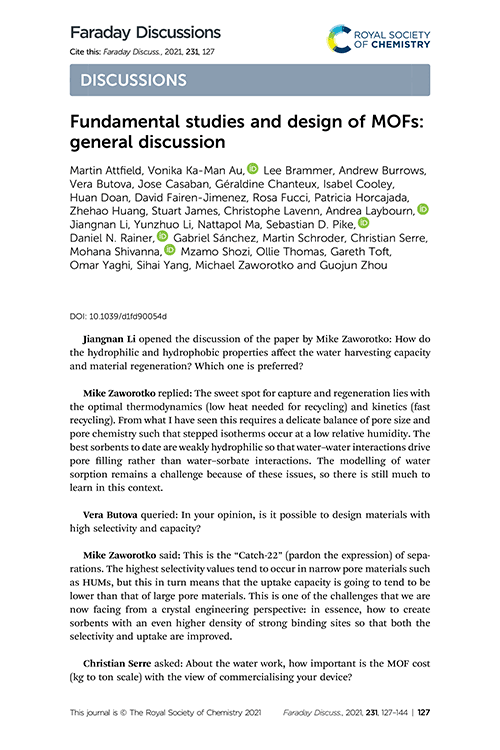 Fundamental studies and design of MOFs: general discussion