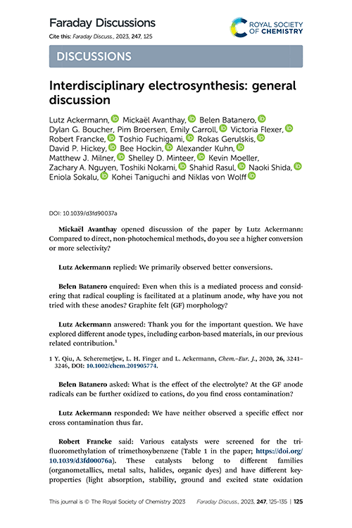 Interdisciplinary electrosynthesis: general discussion