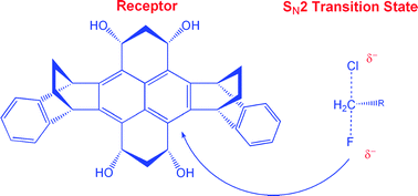 Graphical abstract: Chemical reactions inside structured nano-environment: SN2 vs. E2 reactions for the F− + CH3CH2Cl system