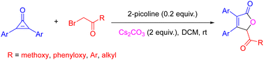 Graphical abstract: Pyridine-catalyzed ring-opening reaction of cyclopropenone with bromomethyl carbonyl compounds toward furan-2(5H)-ones